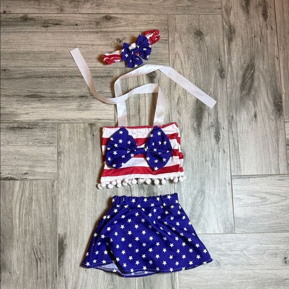 Patriotic Baby Outfit with Headband 3-6M - Picture 1 of 7